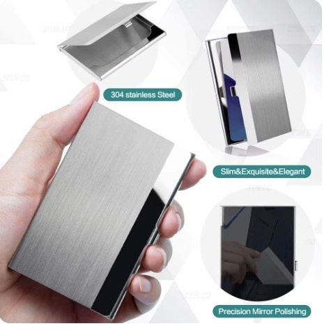 Metal Business Card Holder - Slim Pocket Business Card Case - photo 4