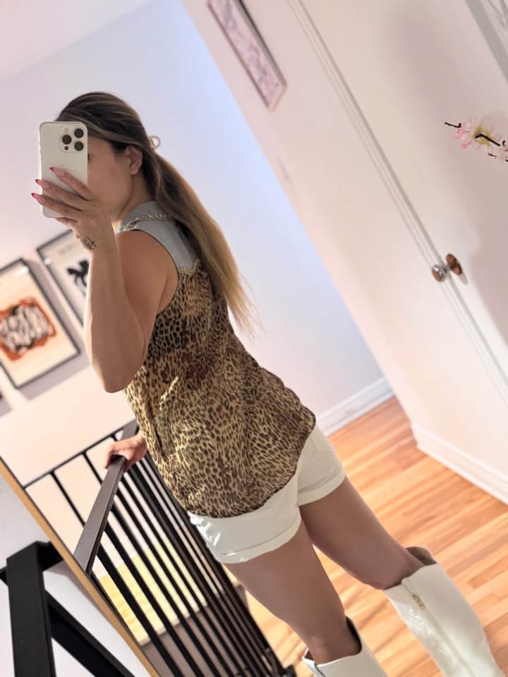 Guess Leopard Print Tank Top with Collar Studs - photo 2