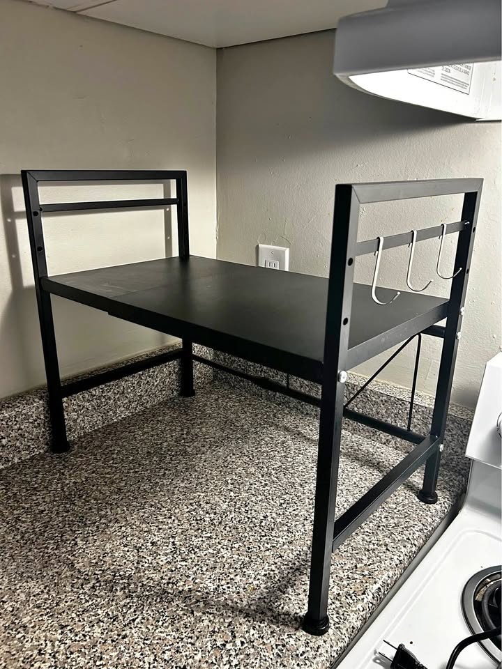 2-Tier SPOWAY Black Adjustable Rack with 3 Hooks
