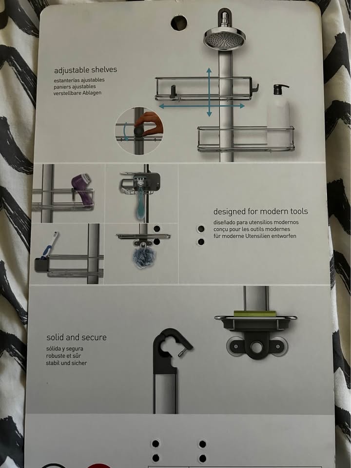 Rust-Proof Adjustable Shower Caddy with Hooks - photo 2