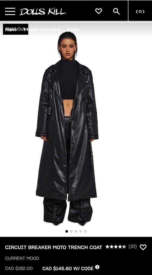 Size M Breaker Moto Trench Coat Dolls Kill