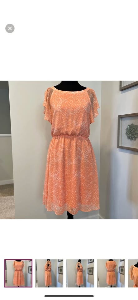 Never Worn! 🥕Reitmans Flutter Sleeve Polka Dot Dress Size Small