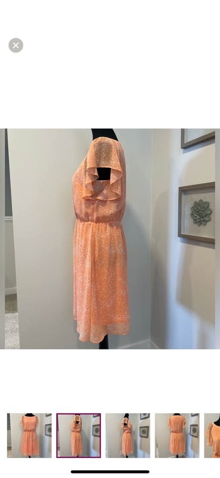 Never Worn! 🥕Reitmans Flutter Sleeve Polka Dot Dress Size Small - photo 2
