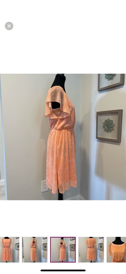 Never Worn! 🥕Reitmans Flutter Sleeve Polka Dot Dress Size Small - photo 3