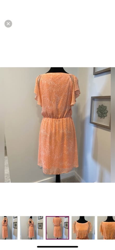 Never Worn! 🥕Reitmans Flutter Sleeve Polka Dot Dress Size Small - photo 4