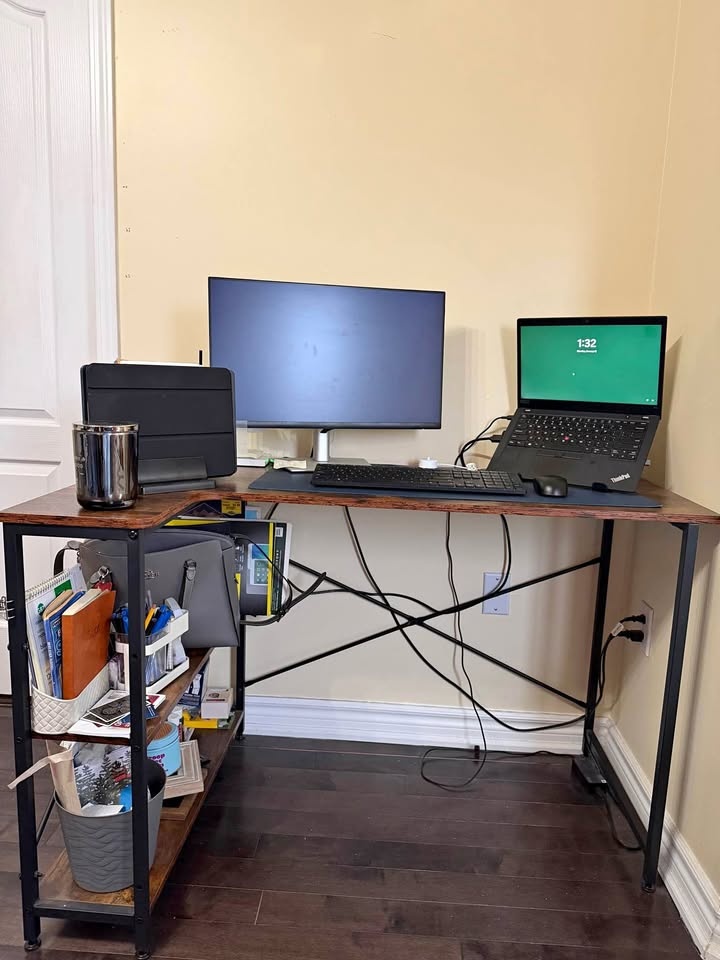Wooden Desk with Metal Frame