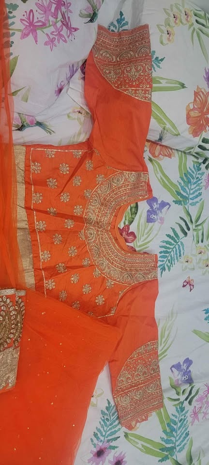 Brand New Beautiful Orange Lehnga Choli With Heavy Duppata - photo 2