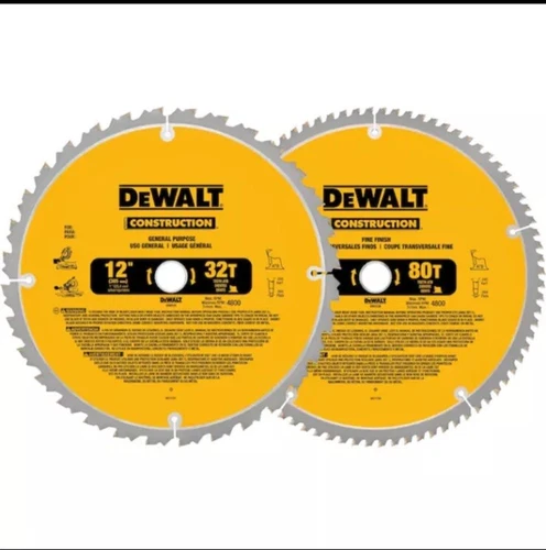 DeWALT 12-inch Construction Blades 80T & 32T - DW3128P5 NEW - photo 2