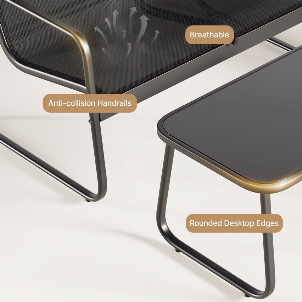 Gizoon 4 Piece Patio Furniture Set, Loveseat and Table - photo 5