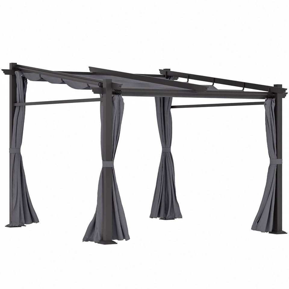 Outsunny 10′ x 10′ Metal Pergola with Sliding Roof Canopy