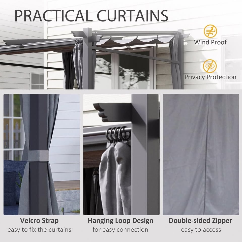 Outsunny 10′ x 10′ Metal Pergola with Sliding Roof Canopy - photo 5