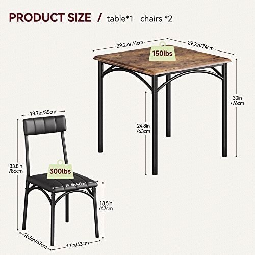 Wood Kitchen Table Set with 2 Chairs - photo 5
