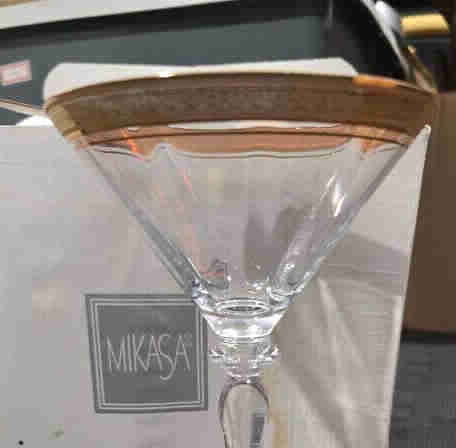 6 Vintage Mikasa Palatial Gold Martini glasses