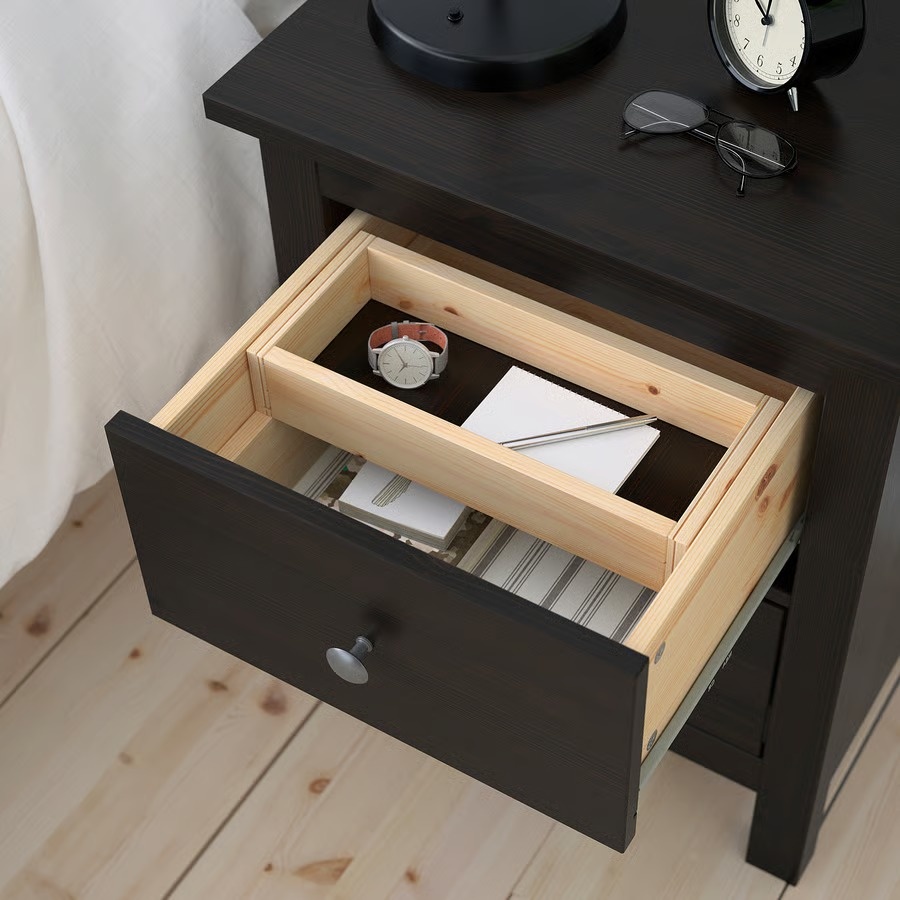 IKEA Black Nightstand - 2 Drawers - photo 3
