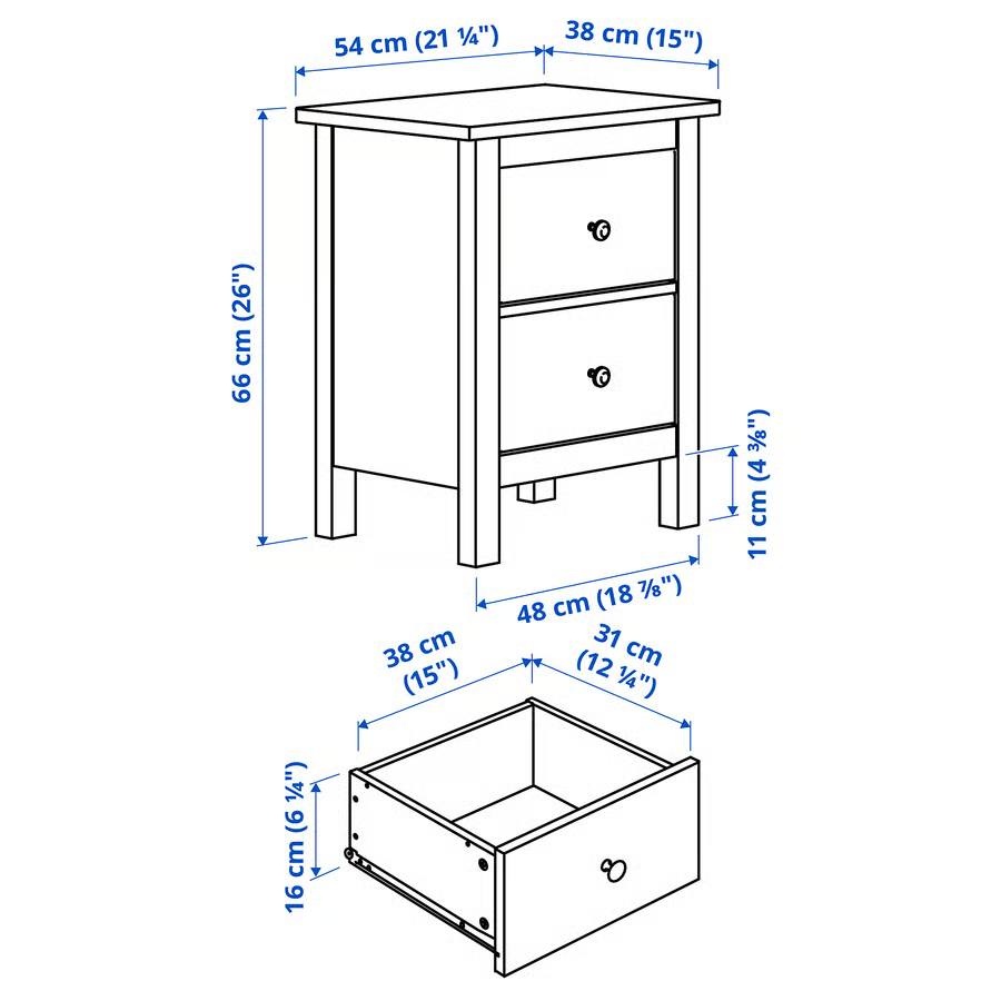 IKEA Black Nightstand - 2 Drawers - photo 4