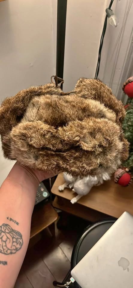 Real rabbit fur hat
