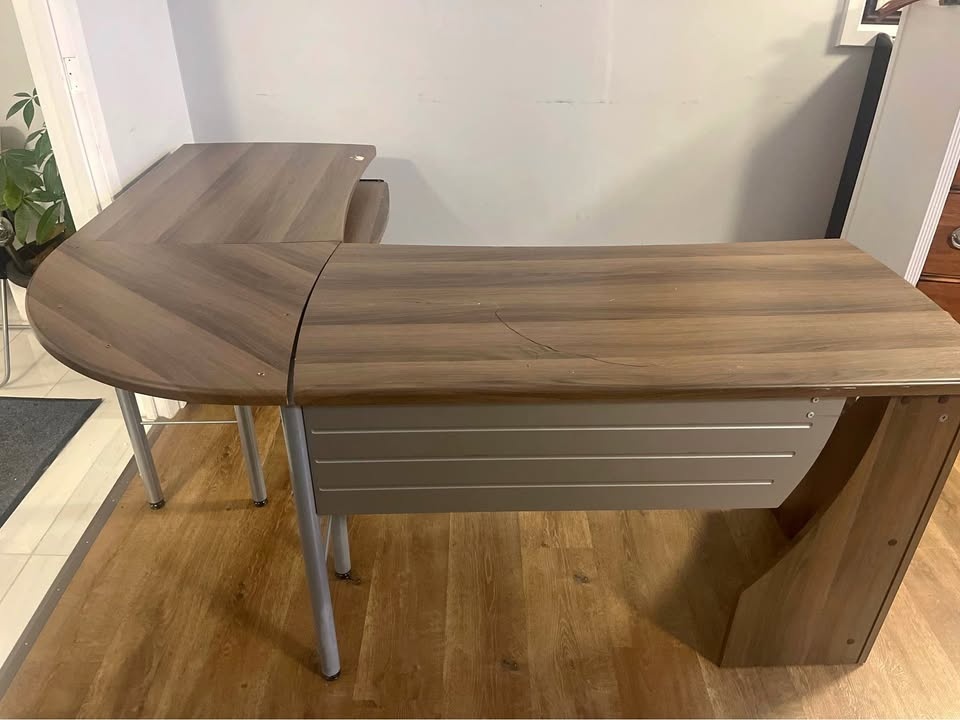 L-shape laminate office desk sold as-is