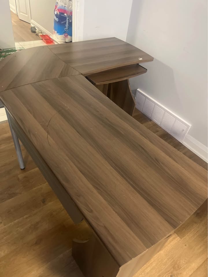 L-shape laminate office desk sold as-is - photo 2