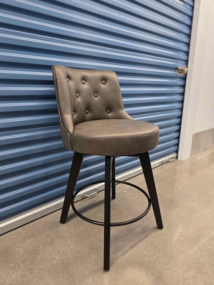 Set of 2 Swivel Counter Stools - Dark Grey (Read Description) - photo 2