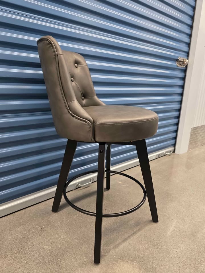 Set of 2 Swivel Counter Stools - Dark Grey (Read Description) - photo 3