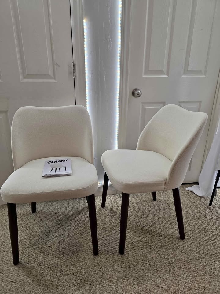 COLAMY Modern Upholstered Dining Chairs (Set of 2) - Beige