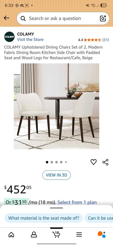 COLAMY Modern Upholstered Dining Chairs (Set of 2) - Beige - photo 3