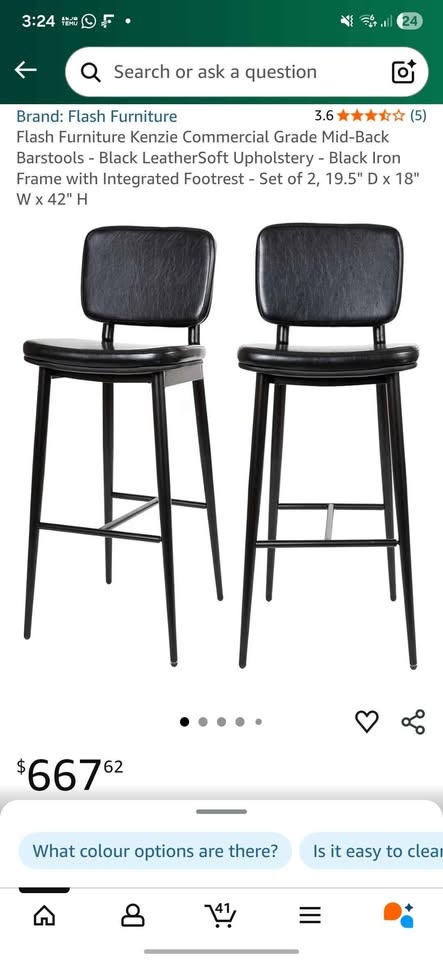 Set of 2 Modern Black Bar Stools – Brand New – Counter / Kitchen - photo 5