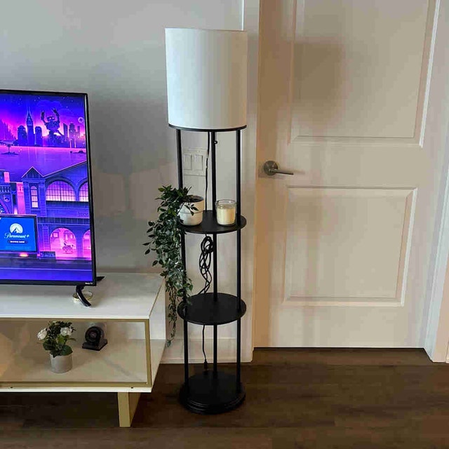 NEW Modern floor lamp with built in shelves