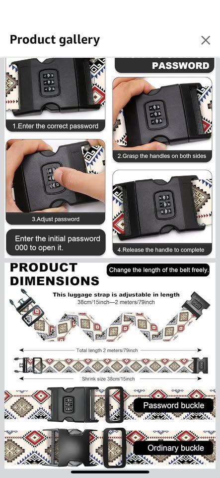 NEW-Luggage Strap with Password Buckle ! - photo 3