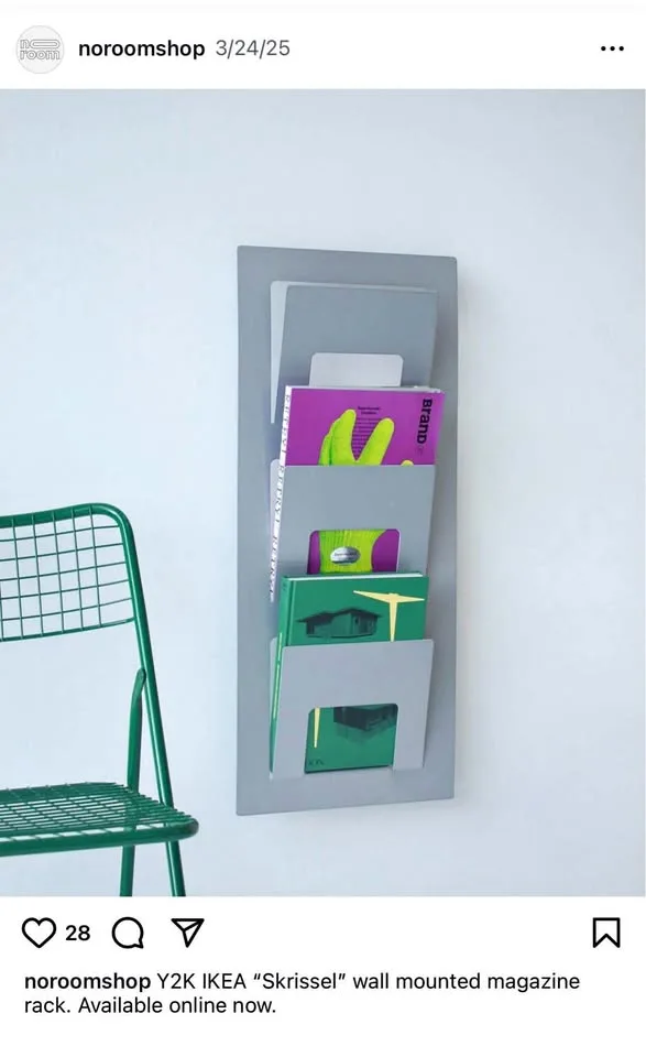 Vintage Y2K IKEA "Skrissel" Magazine Rack (Grey)