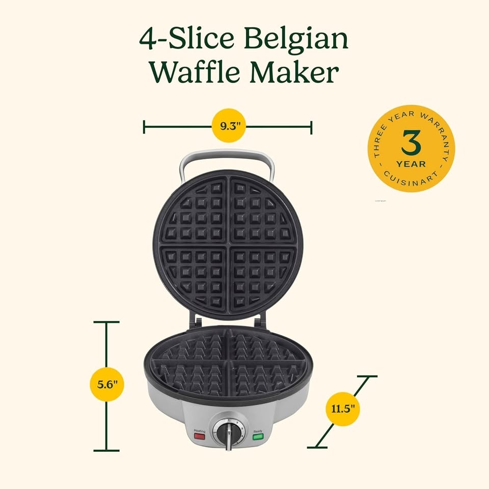 Cuisinart Belgian Waffle Maker, Round Waffle Iron - photo 3