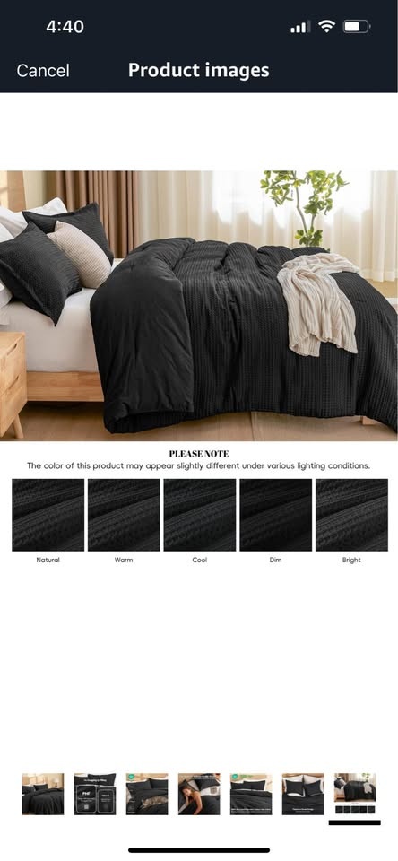 PHF heavy Black Waffle Weave King Comforter Set - NEW - photo 3