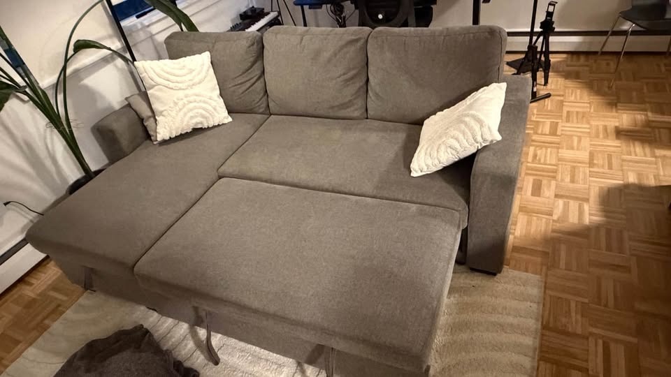 Sectional pull out sofa bed with storage - photo 2