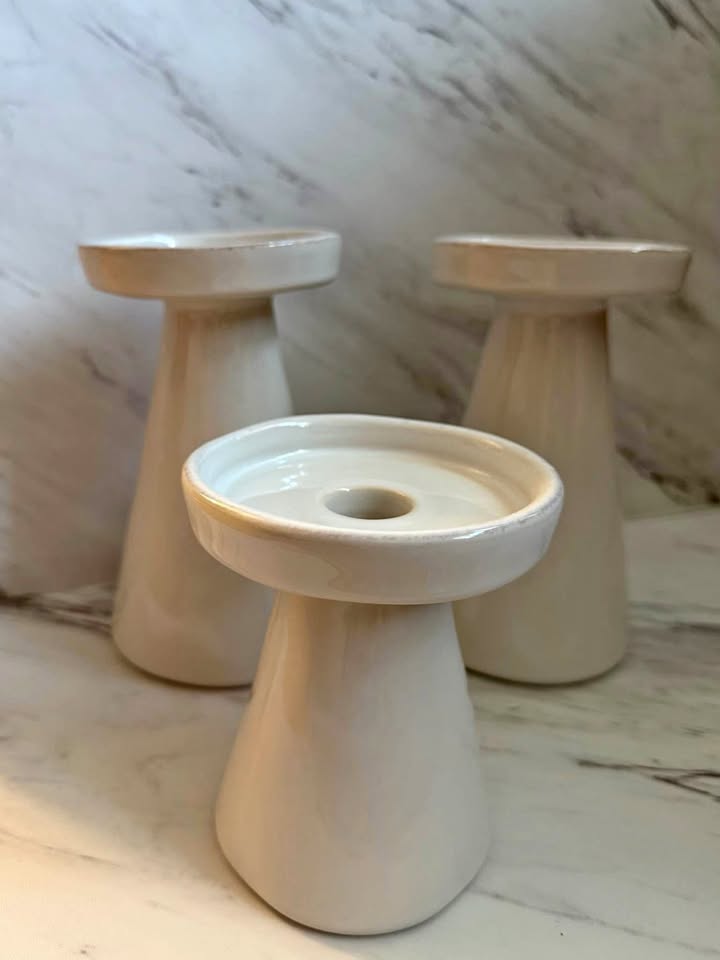 Crate & Barrel Marin Ceramic Candle Holders