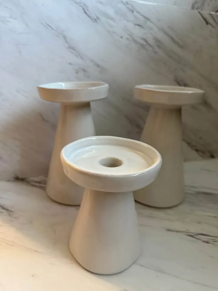 Crate & Barrel Marin Ceramic Candle Holders image indicator(3)