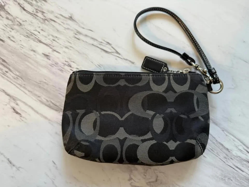 Coach legacy black signature canvas wristlet image indicator(2)