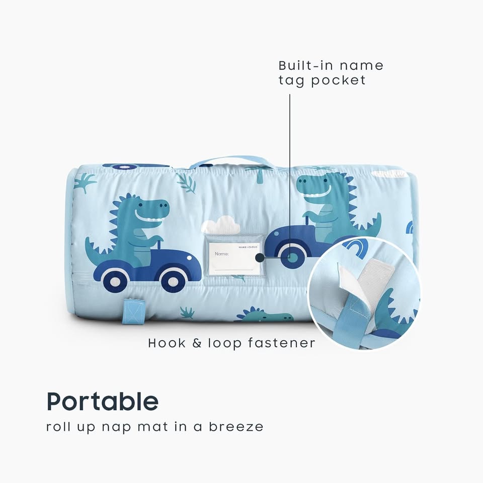 New~Cot Nap Mat W/Pillow & Blanket, Dinosaur, Cars - photo 3