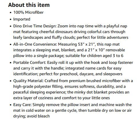 New~Cot Nap Mat W/Pillow & Blanket, Dinosaur, Cars - photo 4
