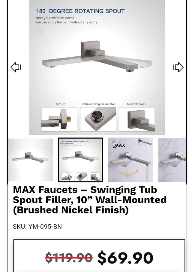 Brushed Nickel Tub Spout BNIB