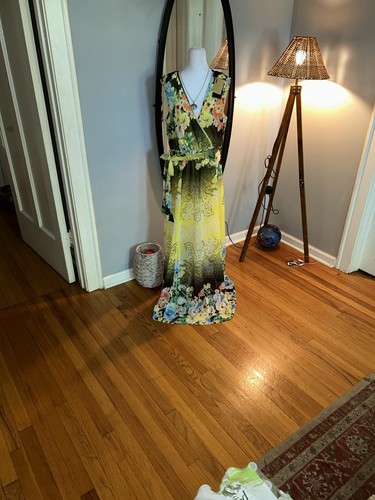 Alberto Makali Yellow and Black Floral Maxi Dress Size L - photo 2