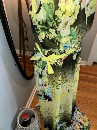 Alberto Makali Yellow and Black Floral Maxi Dress Size L - photo 3