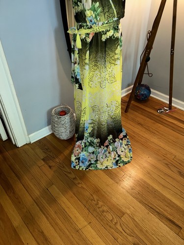 Alberto Makali Yellow and Black Floral Maxi Dress Size L - photo 4