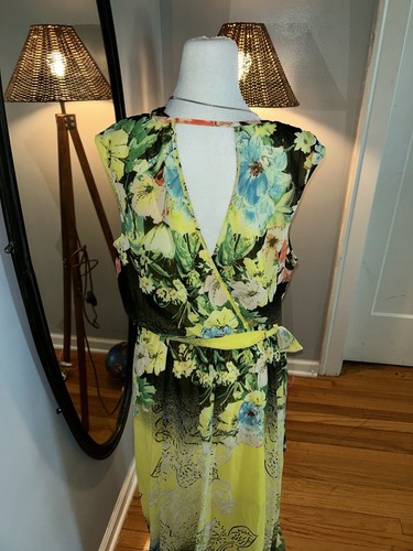 Alberto Makali Yellow and Black Floral Maxi Dress Size L - photo 5