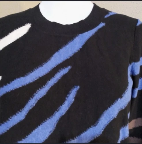 NIC+ZOE Black and Blue Crewneck Sweater Size XL