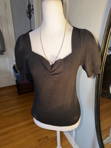 Anthropologie Black Puff Sleeve Blouse Size S - photo 2
