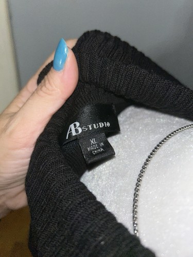 Ab Studio Poncho Womans Size XL Nwot Black Knit Sweater Top Long - photo 4