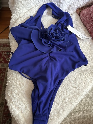 Zara Bodysuit Keyhole Top Purple-Blue Halter S - photo 4