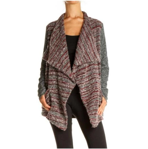Lucky Brand Cardigan Sweater Open Front XL Burgundy Gray