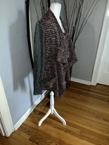 Lucky Brand Cardigan Sweater Open Front XL Burgundy Gray - photo 3