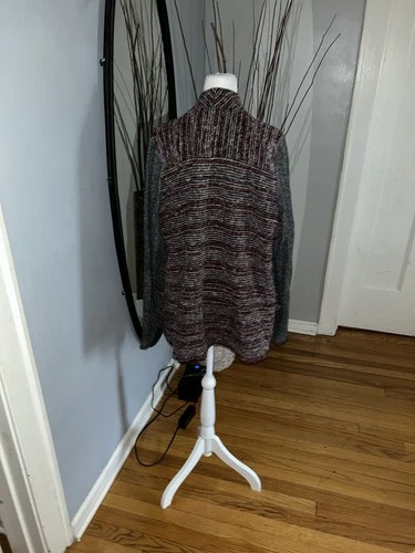 Lucky Brand Cardigan Sweater Open Front XL Burgundy Gray - photo 4